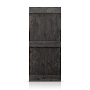 24 in. x 84 in. Distressed Mid-Bar Series Charcoal Black Solid Knotty Pine Wood Interior Sliding Barn Door Slab