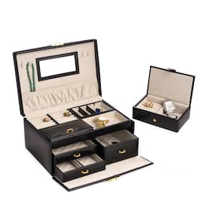 Black Leather 2-Level Jewelry Box