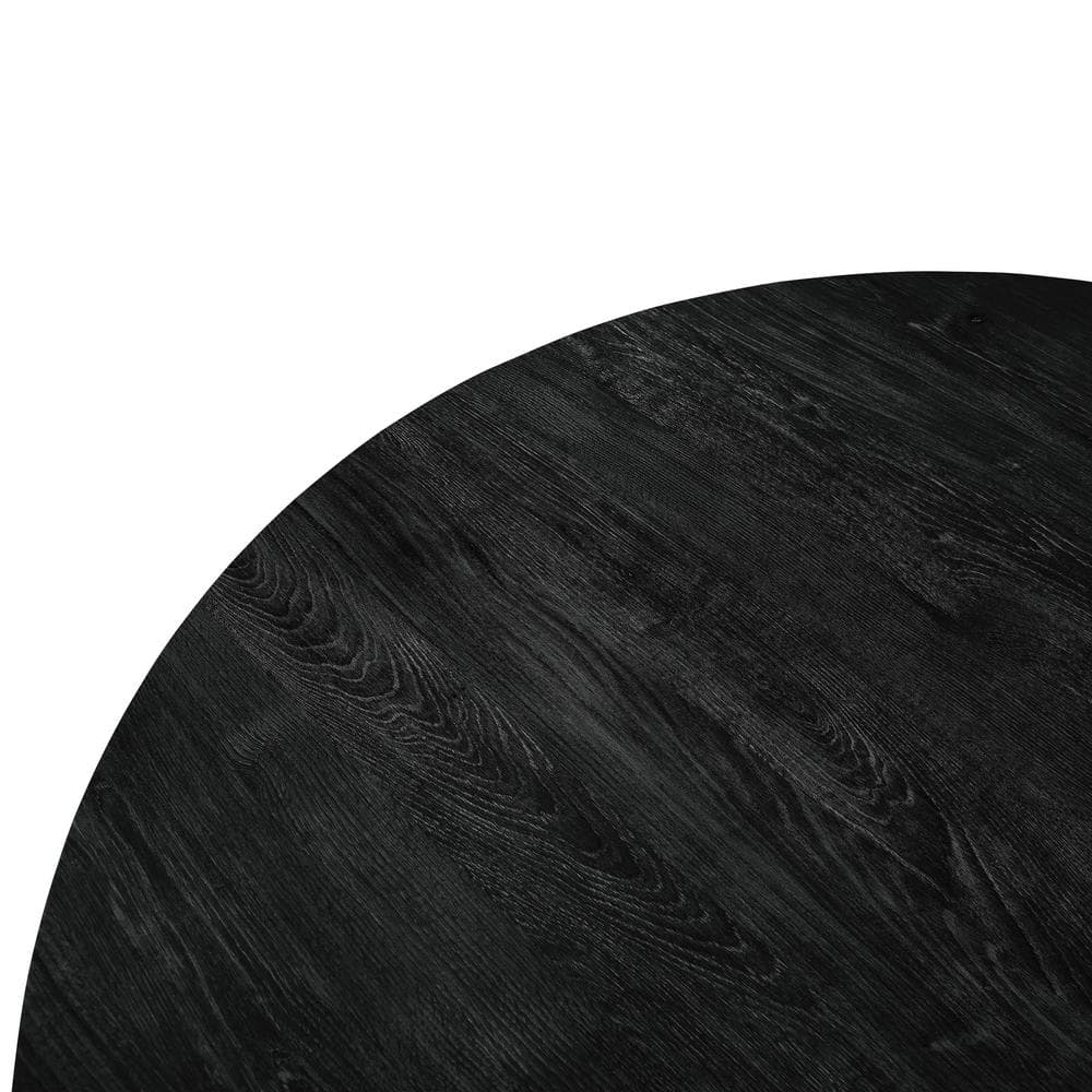 Ravenna 47" Round Ebony Wood Dining Table with Metal Accents