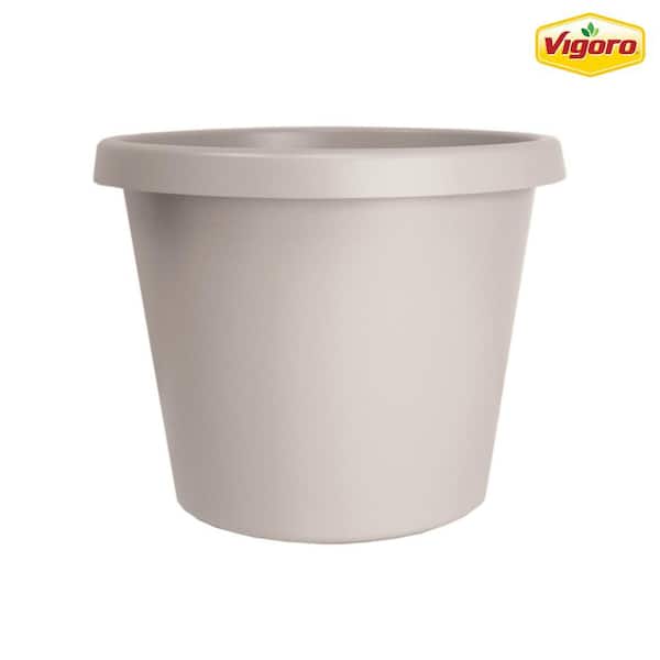 Vigoro 8 in. Antonella Small Cottage Stone Plastic Planter (8 in. D x 6.4 in. H) with Drainage Hole