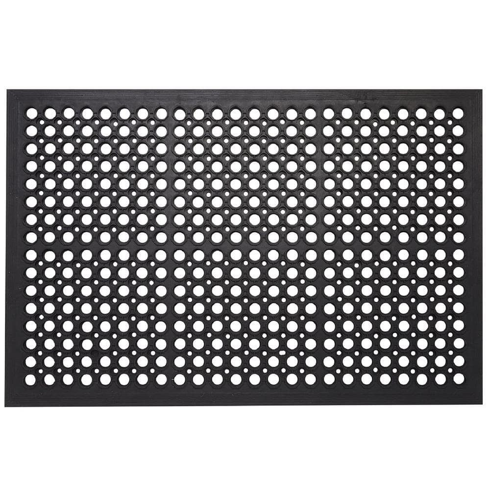 Rubber-Cal Kitchen Mat Anti-Slip Black 36 in. x 60 in. Rubber