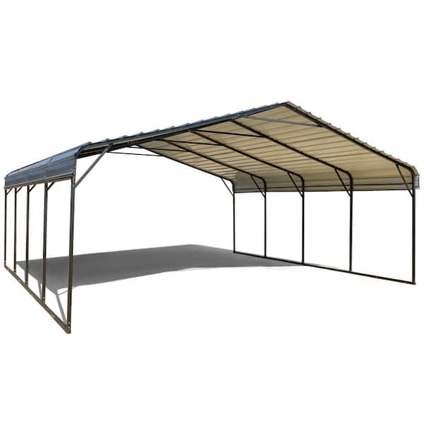 Unbranded 20 ft. x 30 ft. Carport with Galvanized Steel Roof, Sturdy Metal Carport for Cars, Boats, and Tractors