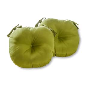 Solid Summerside Green 15 in. Round Outdoor Seat Cushion (2-Pack)