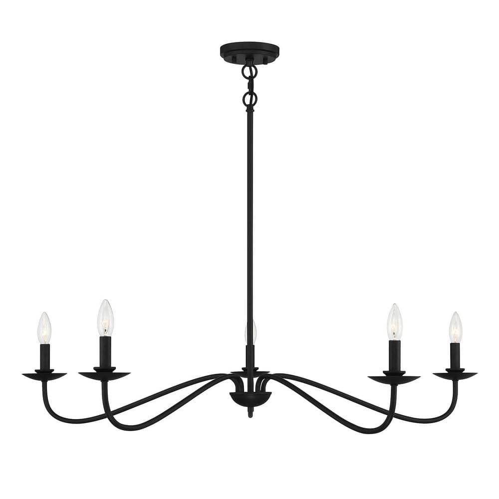 Savoy House 42 in. W x 7 in. H 5-Light Matte Black Candlestick Chandelier  with Curved Arms and No Bulbs Included M10085MBK - The Home Depot