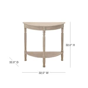 32 in. Light Brown Extra Large Half Moon Wood Half Moon 1 Shelf Console Table