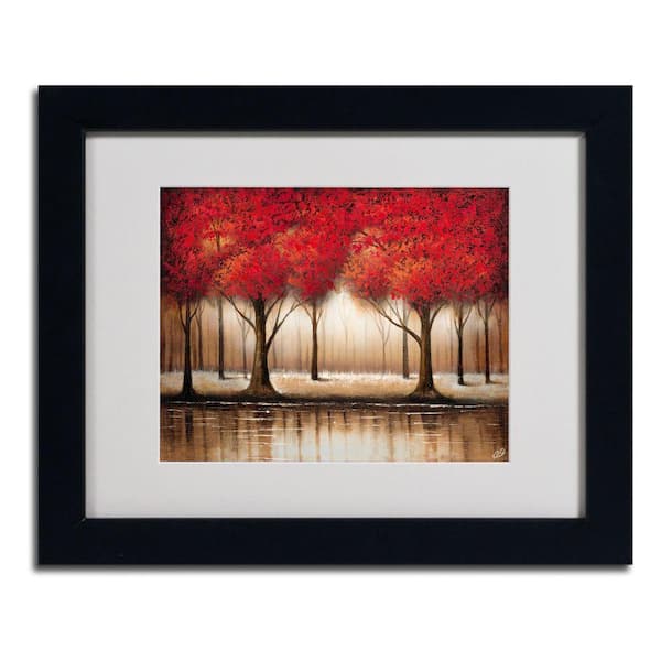 Trademark Fine Art 11 in. x 14 in. Parade of Red Trees Matted Framed Art