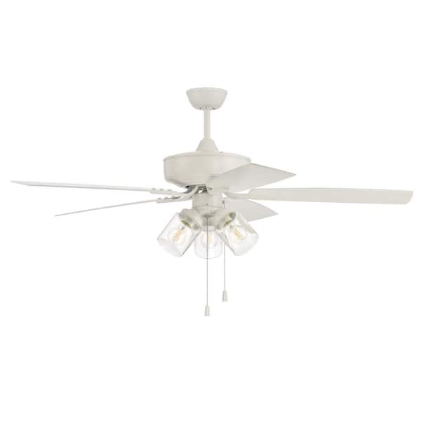 CRAFTMADE Outdoor Pro Plus-104 52 in. Indoor/Outdoor Dual Mount White Ceiling Fan with 3-Light LED Light Kit