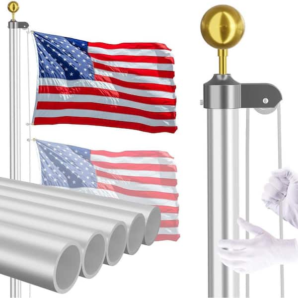 14 Gauge Flag Pole for Outside In Ground, 25 FT Heavy Duty Flagpole Kit, Outdoor Flag Poles with 3x5 ft. American Flag
