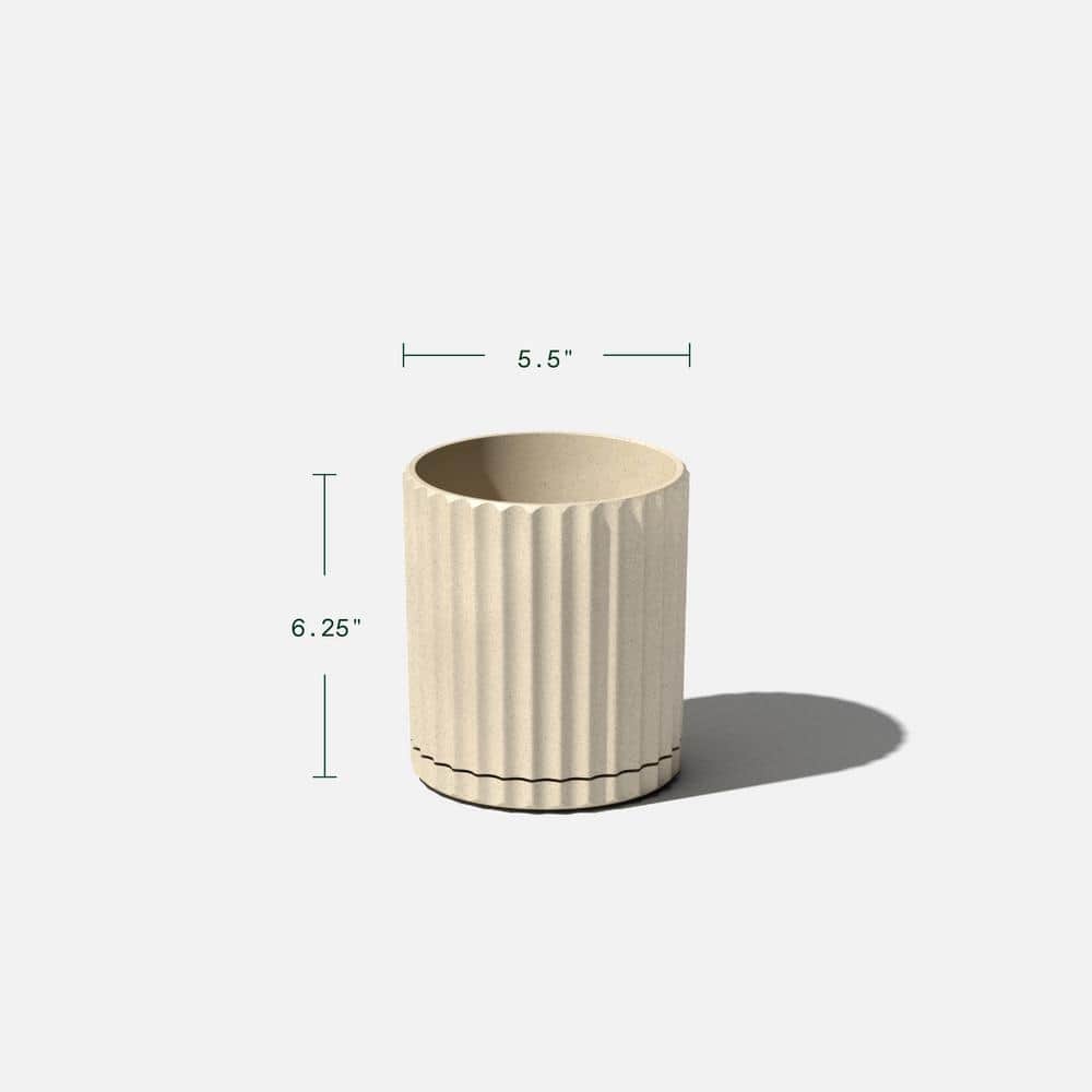 Sand Fluted 6'' Plastic-Stone Indoor/Outdoor Planter Set
