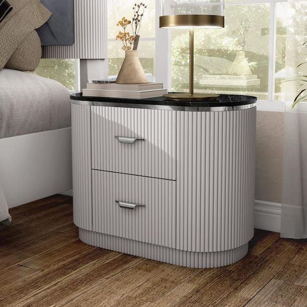 Furniture of America Addy Light Gray 2-Drawer 28.5 in. W Nightstand
