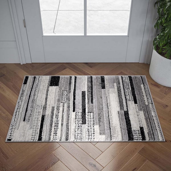 Alpha Gray 2 ft. x 3 ft. Abstract Indoor Area Rug