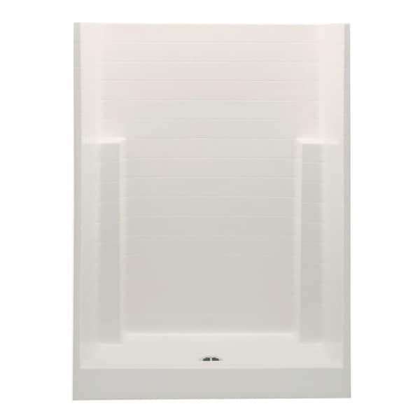 Aquatic Everyday Textured Tile 54 in. x 28 in. x 72 in. 1-Piece Shower Stall with Center Drain in Biscuit