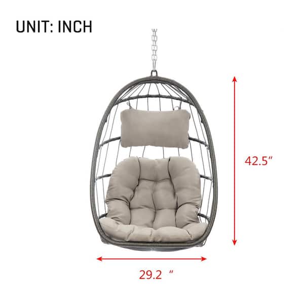 De stad Geurloos het kan URTR 29.2" Gray Wicker Swing Chair Hammock Chair Porch Swing Hanging Chair  with Aluminum Frame in Gray Cushion (no stand) HY01263Y - The Home Depot