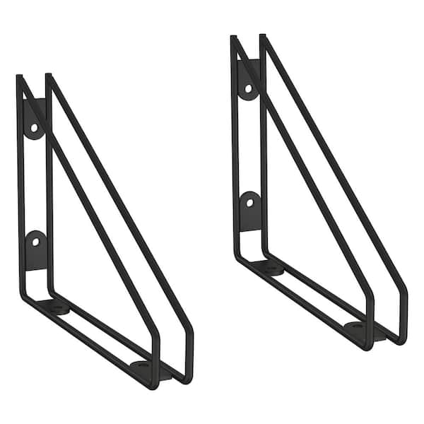 2-Pack 8.58 in. Black Wire Frame Decorative Shelf Bracket for Wood Shelving