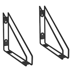 8.58 in. Black Wire Frame Decorative Shelf Bracket for Wood Shelving (2-Pack)