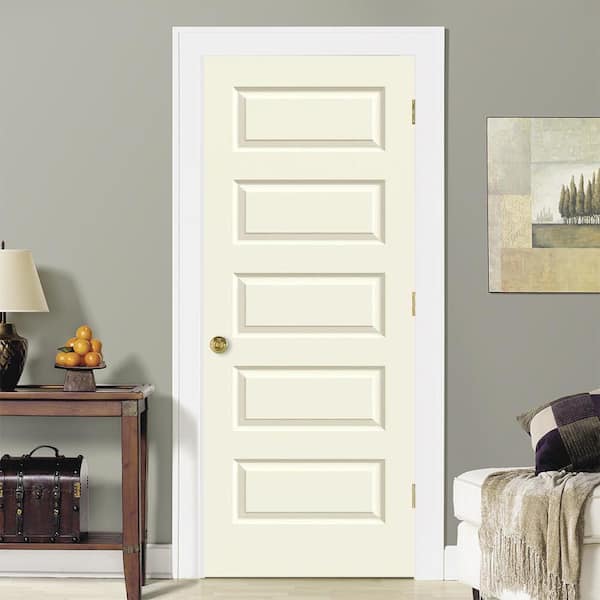 24 in. x 80 in. Rockport Vanilla Painted Smooth Molded Composite MDF Interior Door Slab