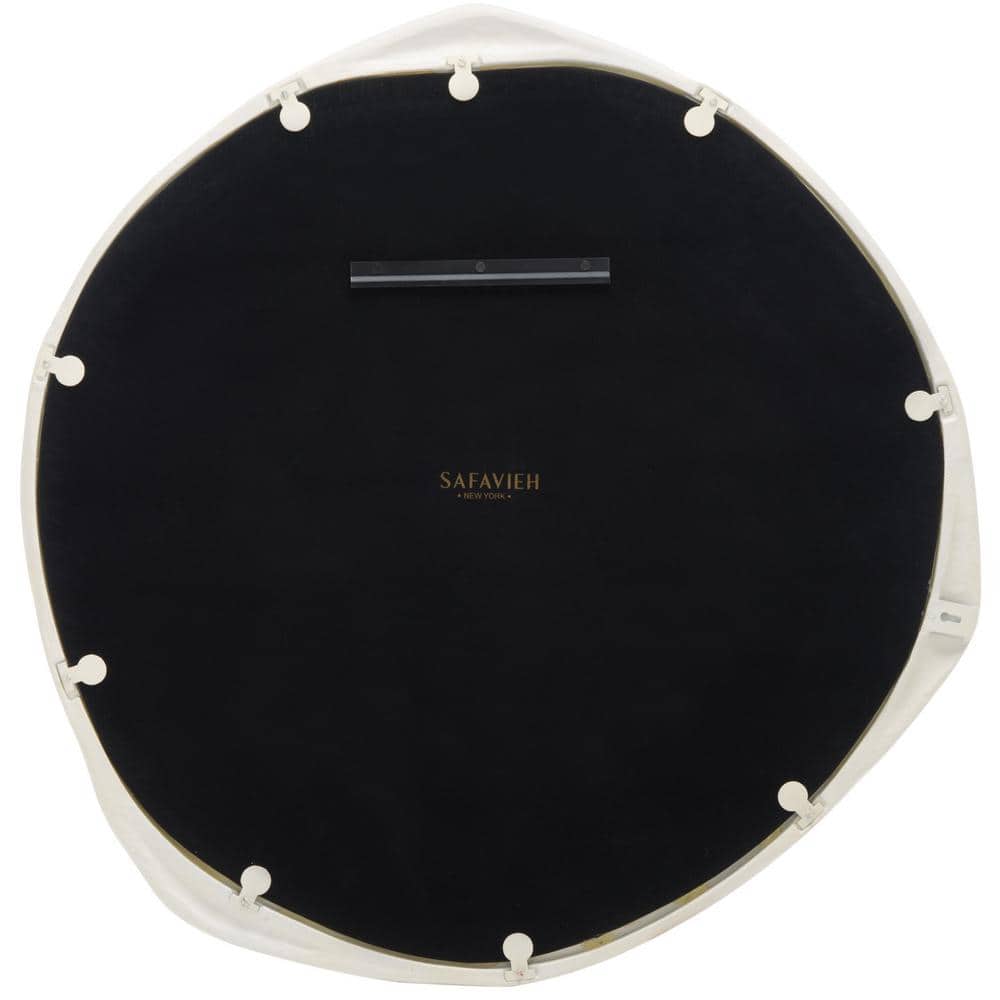 Ivory Round 38" Wood Framed Wall Mirror
