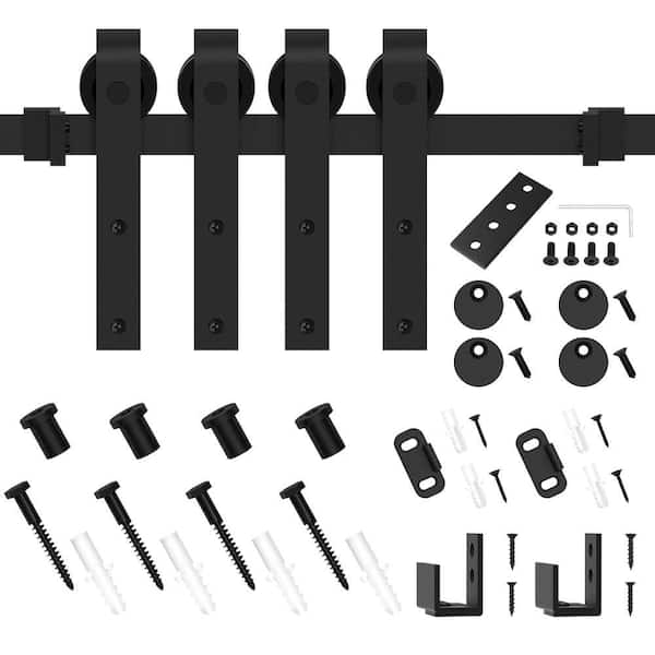 WINSOON 5 ft. /60 in. Super Mini Sliding Barn Door Hardware for Double Doors TV Stands Small Wardrobe Cabinets (J Shape Hanger)