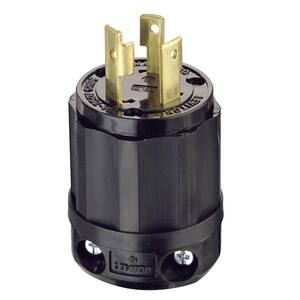 30 Amp 250-Volt Locking Grounding Plug, Black