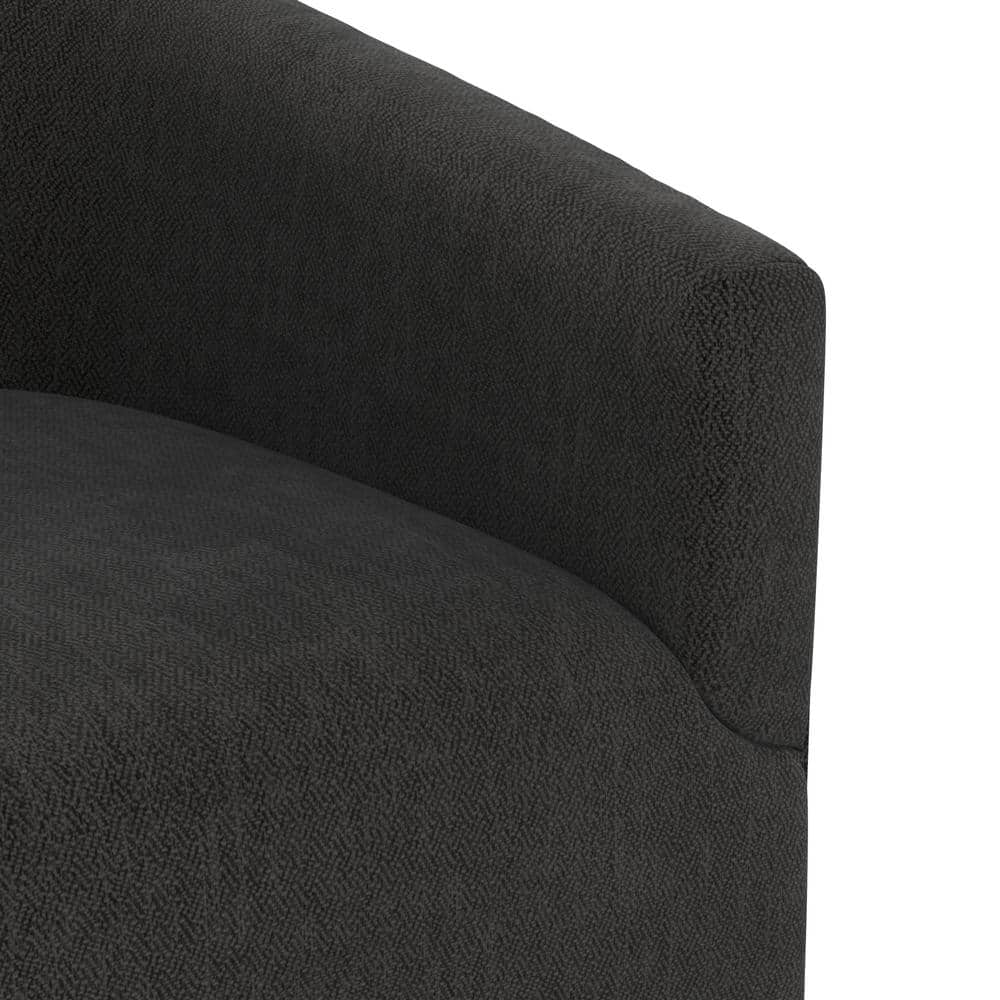 Donovan Charcoal Wood and Faux Leather Swivel Barrel Chair