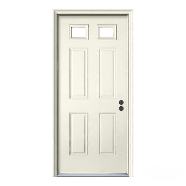 JELD-WEN 36 in. x 80 in. 2 Lite Primed Steel Prehung Left-Hand Inswing Front Door w/Brickmould