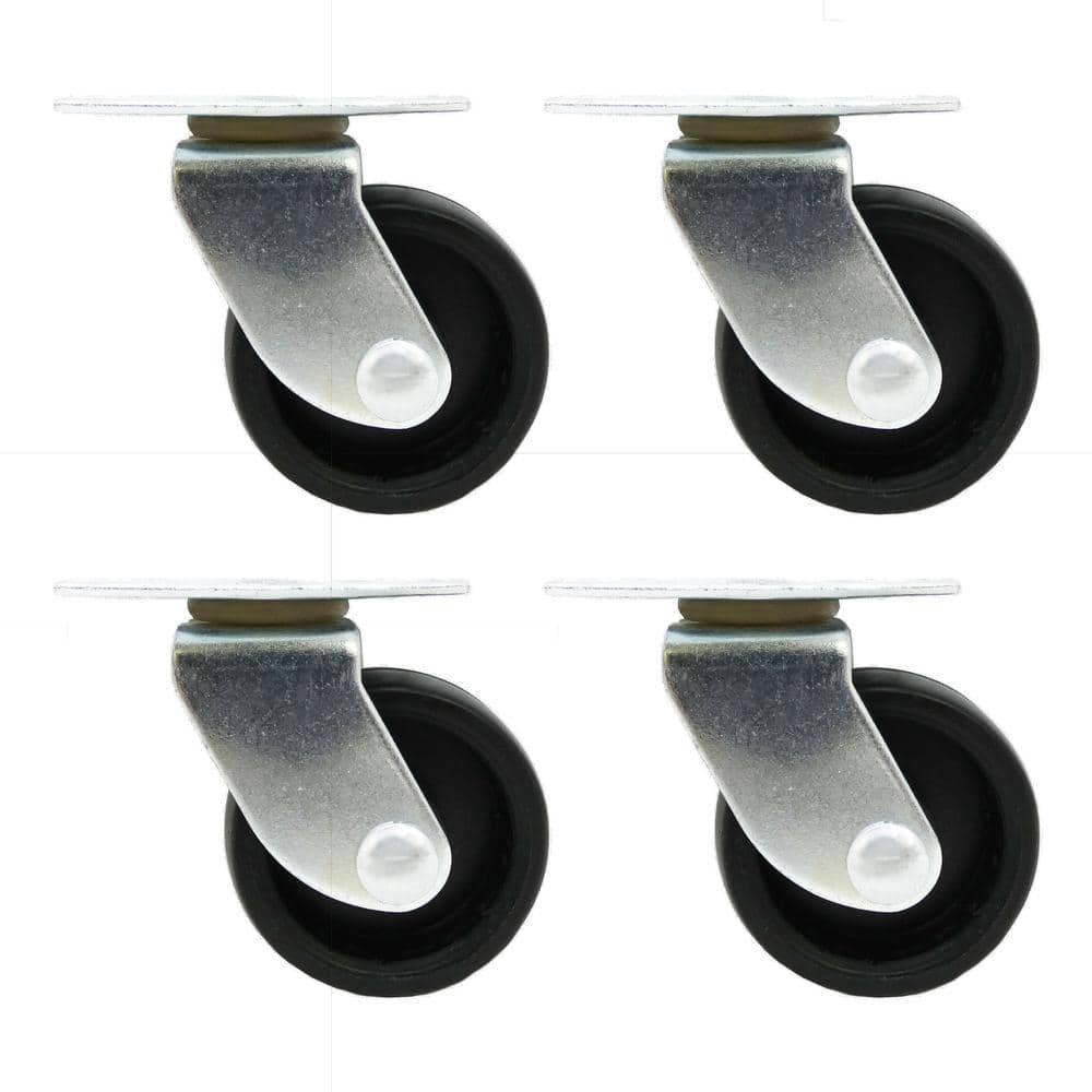 Everbilt 1-5/8 in. Black Plastic and Steel Swivel Plate Caster with 50 lb.  Load Rating (4-Pack) 49558 - The Home Depot