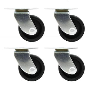 1-5/8 in. Black Plastic and Steel Swivel Plate Caster with 50 lb. Load Rating (4-Pack)
