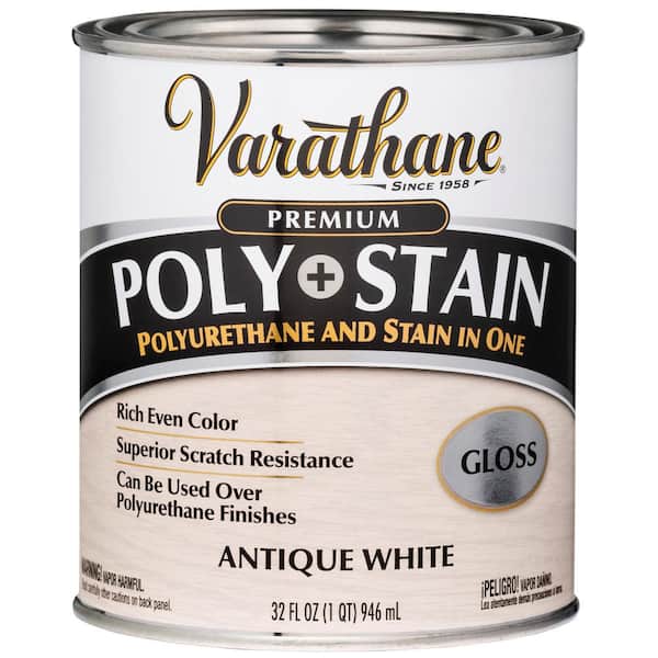 Varathane 1 Qt. Antique White Semi-Transparent Gloss Water-Based Interior Polyurethane and Stain (2-Pack)