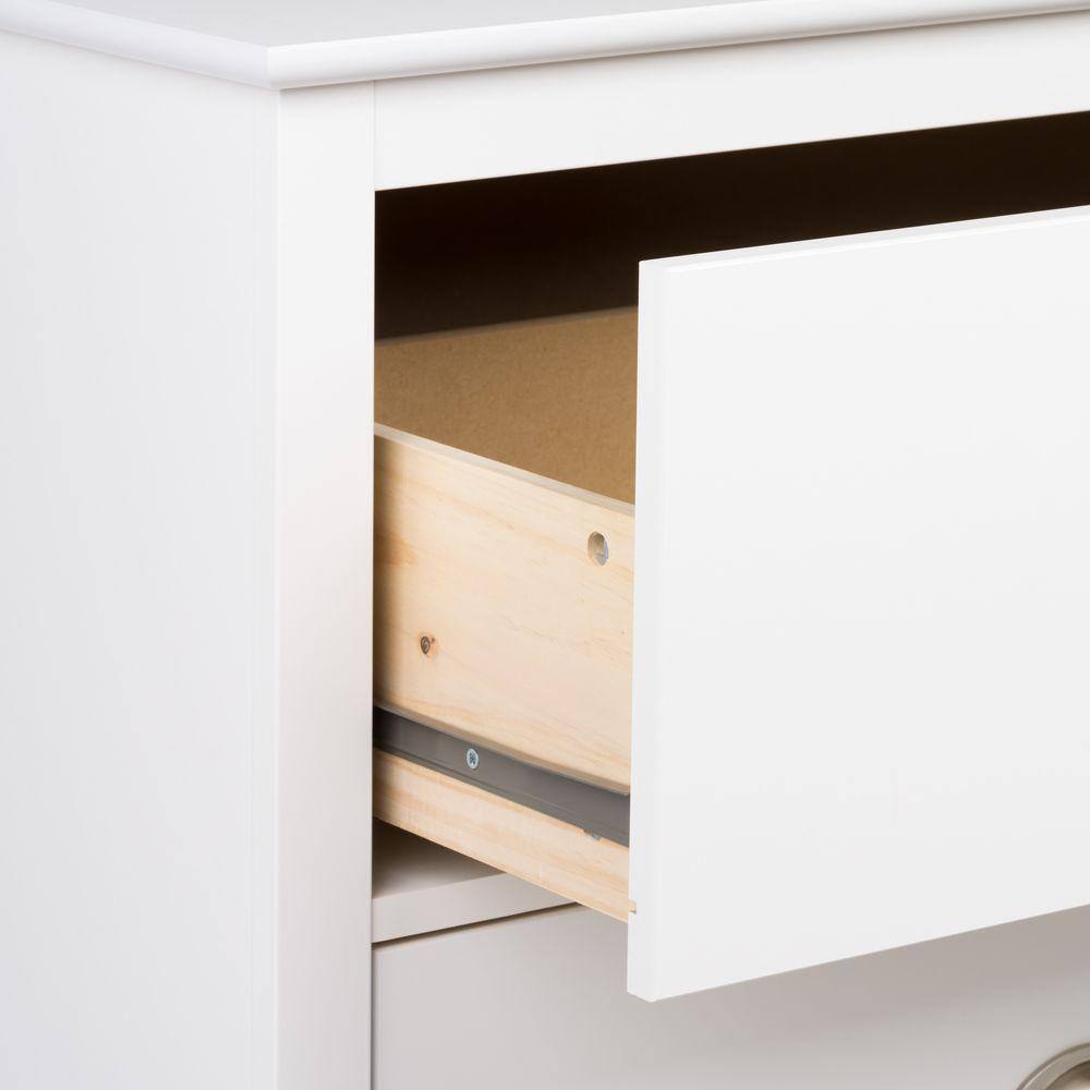 White Tall 2-Drawer Nightstand with Open Cubby