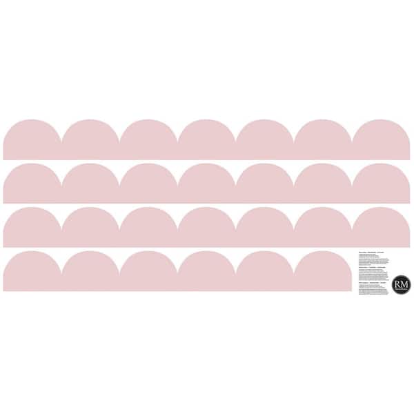 17.25 in. W x 39 in. L Pink Peel and Stick Scallop Border Decal 4-Piece