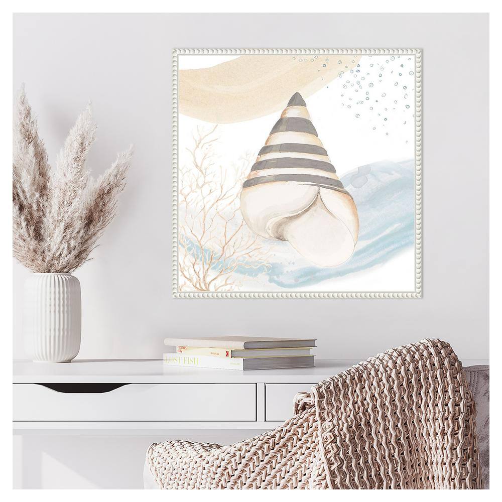 Sylvie Beaded White Framed Coastal Canvas Art Print