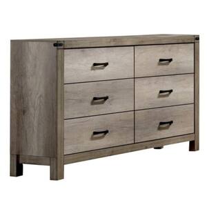 60 in. Brown 6-Drawer Wooden Dresser Without Mirror
