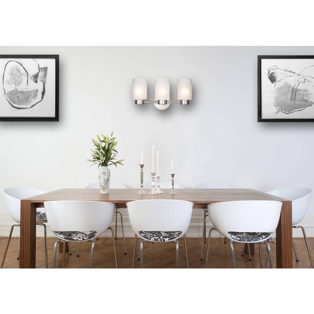 Elegant Brushed Nickel 3-Light Wall Sconce with Frosted Seeded Glass