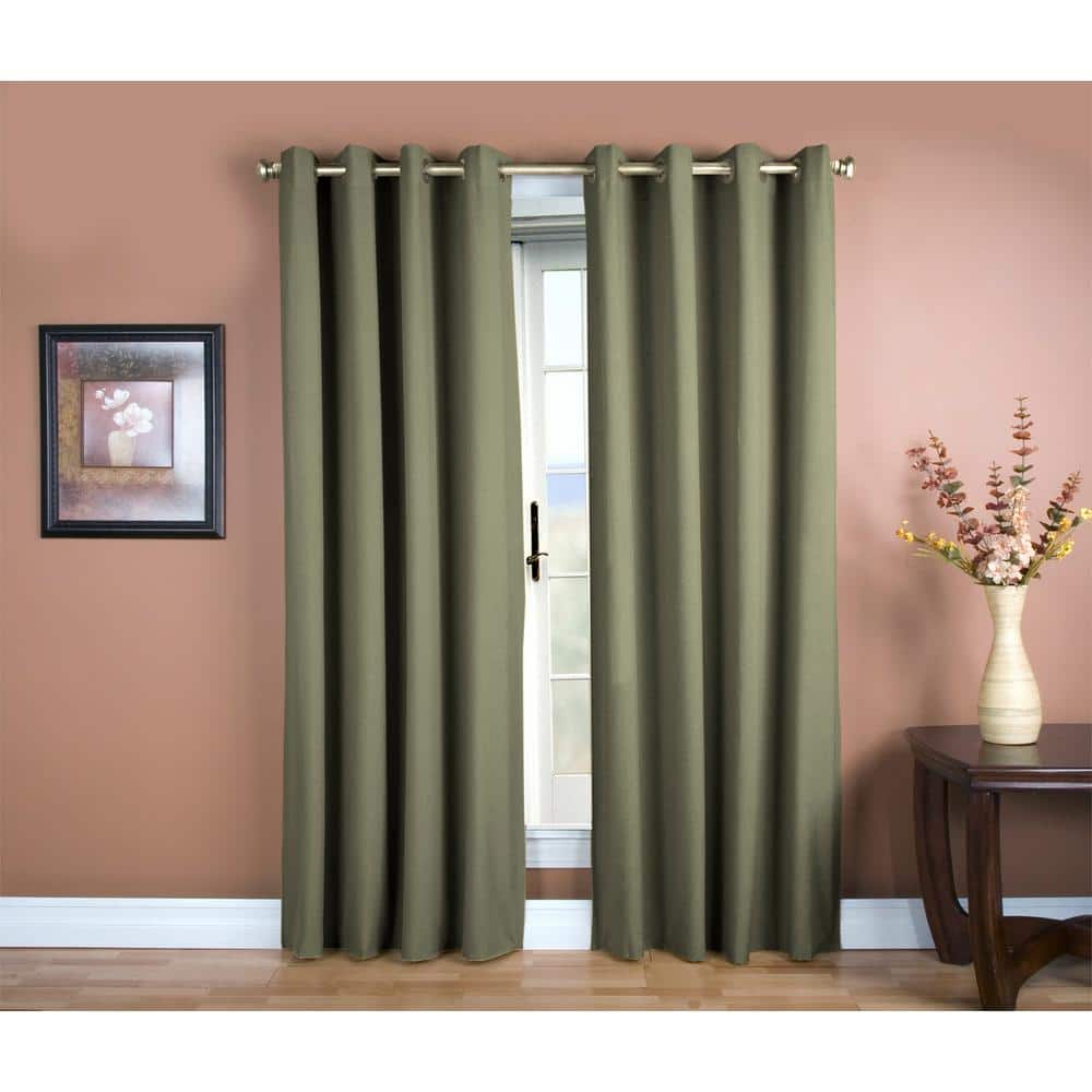 Ricardo Trading Spanish Moss Woven Grommet Room Darkening Curtain 56 in. W x 63 in. L0380079
