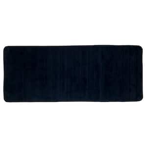 Black 24.25 in. x 60 in. Memory Foam Striped Extra Long Bath Mat