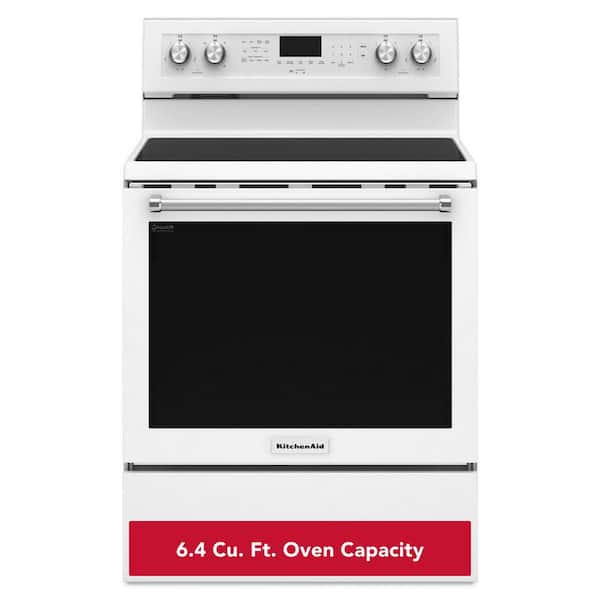 6.4 cu. ft. 5 Burner Element Electric Range with Self-Cleaning Convection Oven in White