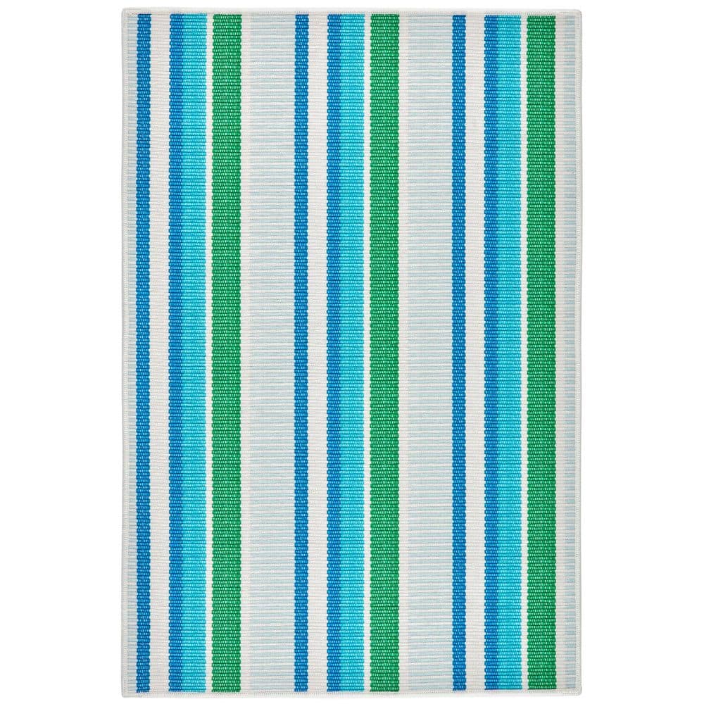 DASH & ALBERT Always Greener Machine Washable Cobalt/Green 8 ft. x 10 ...