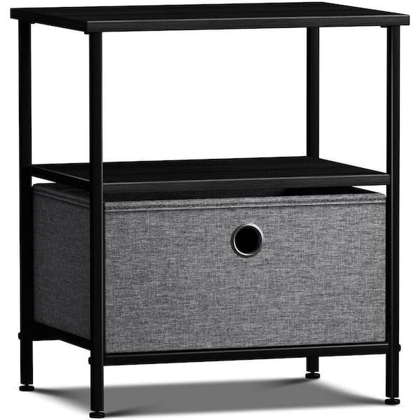 Sorbus 1-Drawer Black Nightstand 18.37 in. H x 15.75 in. W x 15.75 in. D