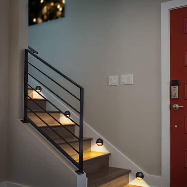 IP67 Series 220 Lumen Low Voltage Black Integrated LED Hardwired Stair Light 12-Pack