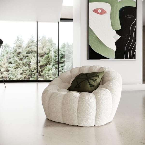 Divani Casa Yolonda Curved Off-White Fabric Chair