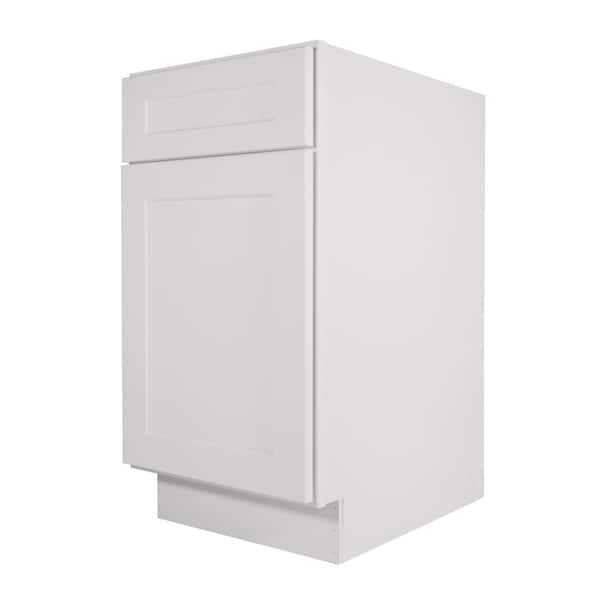 HOMEIBRO Newport Light Dove Plywood Shaker Style Stock 1-Door 1-Drawer Base Kitchen Cabinet (15 in. x 34.5 in. x 24 in.)