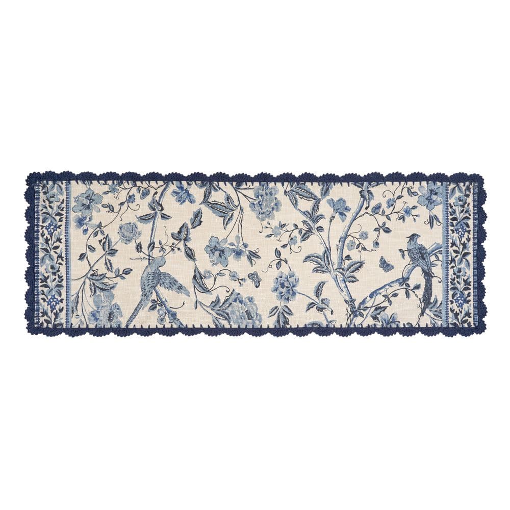 Laura Ashley Summer Palace 1.7 ft. x 5 ft. Indigo Floral Runner Rug ...