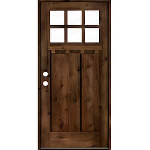 32 in. x 80 in. Craftsman Knotty Alder Right-Hand/Inswing 6-Lite Clear Glass Provincial Stain Wood Prehung Front Door