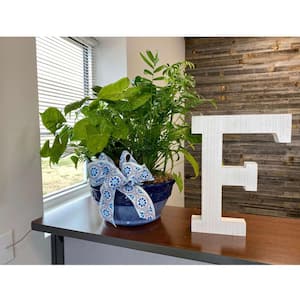 16 in. Distressed White Wash Wooden Initial Letter F Specialty Sculpture