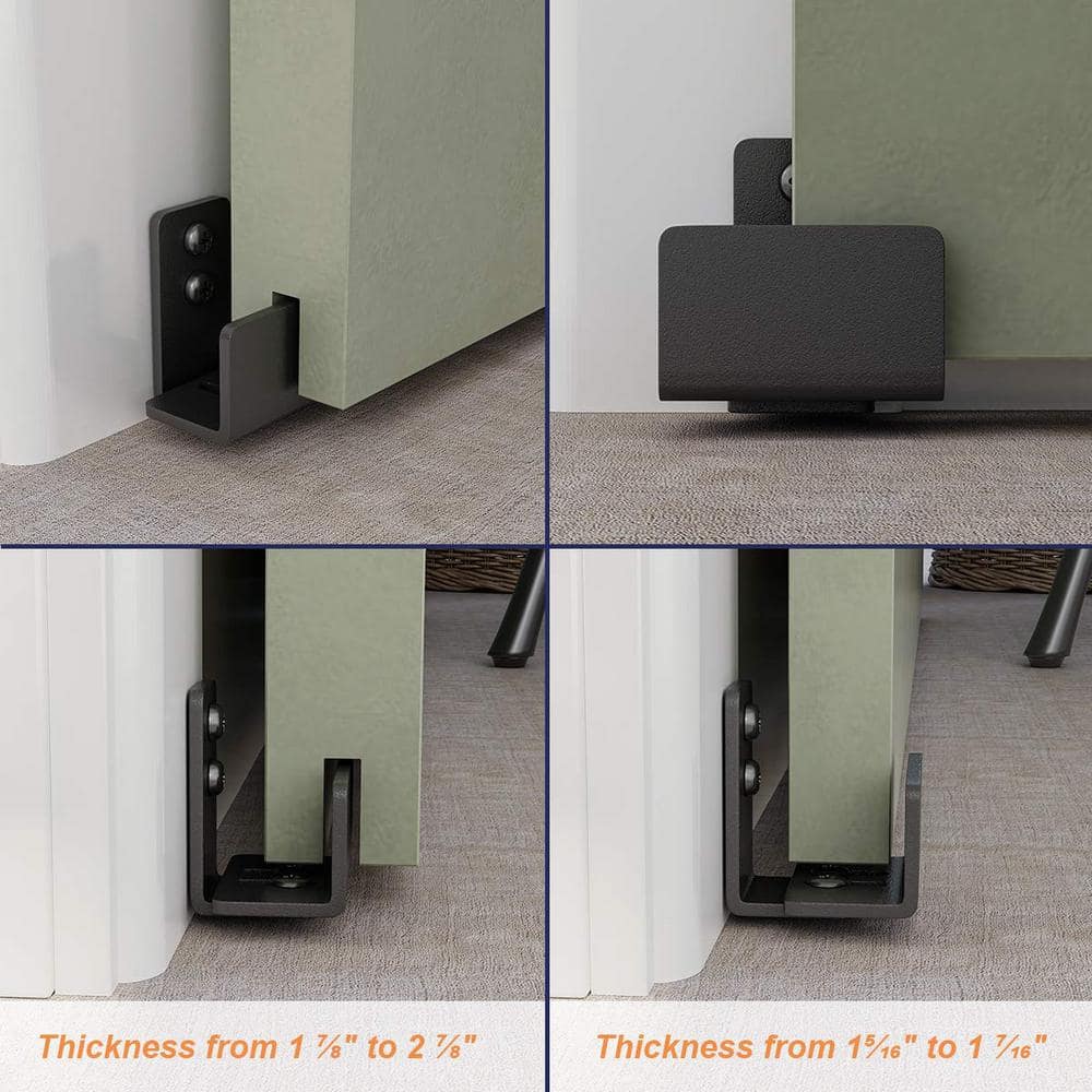 Adjustable Black Steel Wall Mounted Barn Door Floor Guide