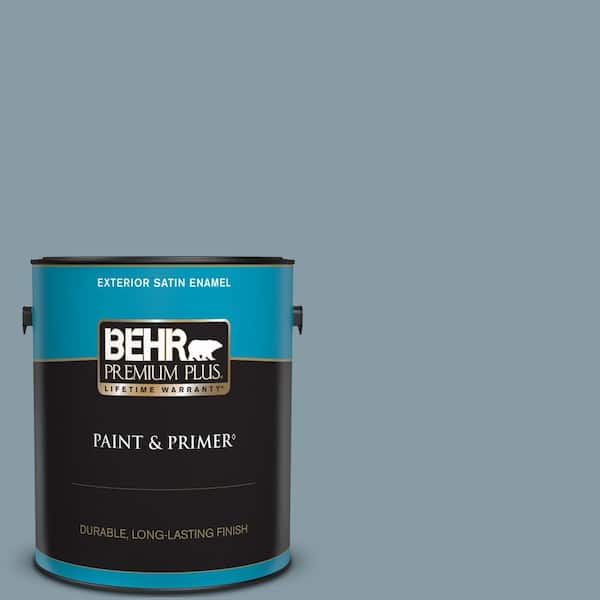 BEHR PREMIUM PLUS 1 gal. #MQ5-27 Rainy Season Satin Enamel Exterior Paint & Primer