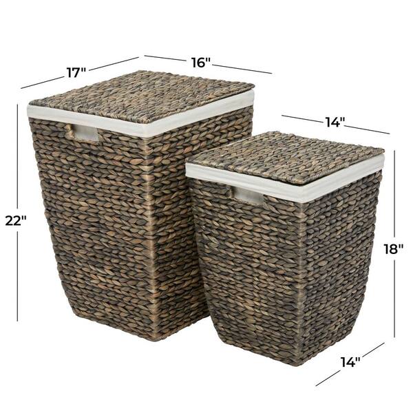 Litton Lane Seagrass Handmade Storage Basket with Liner and Matching Tops  (Set of 2) 041273 - The Home Depot