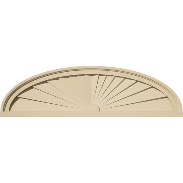 Ekena Millwork 34-in. W x 9-1/2-in. H x 2-in. P Elliptical Sunburst Signature Urethane Pediment, Primed Tan