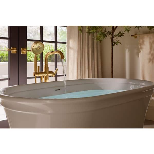 KOHLER Loure Single-Handle Floor Mount Freestanding Tub Faucet with Hand Shower in Vibrant Polished Nickel
