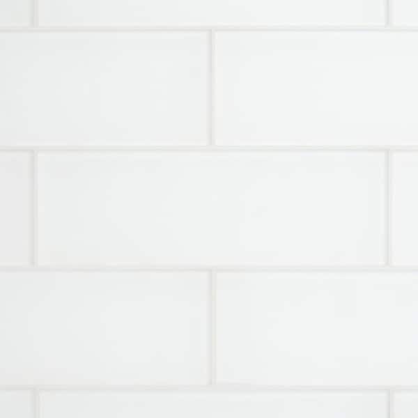 Ivy Hill Tile Contempo Bright White Frosted 4 in. x 12 in. x 8 mm Glass Subway Tile